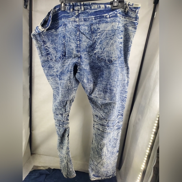 Road Narrows Big Men Distressed Blue Denim Jeans Mens Size 50x34 - Picture 2 of 6